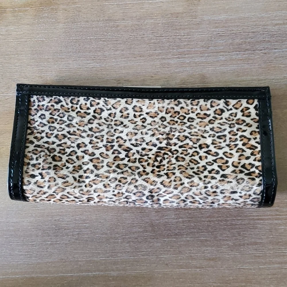 Vintage 90s Leopard Faux Fur Shoulder Bag Y2K Chain Strap Clutch